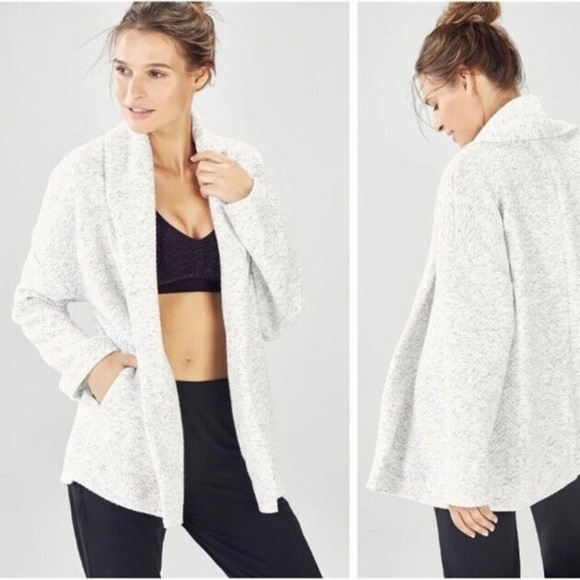 Fabletics Women’s Size Vanessa Medium Heather Gray Open Cardigan Jacket - Picture 1 of 11